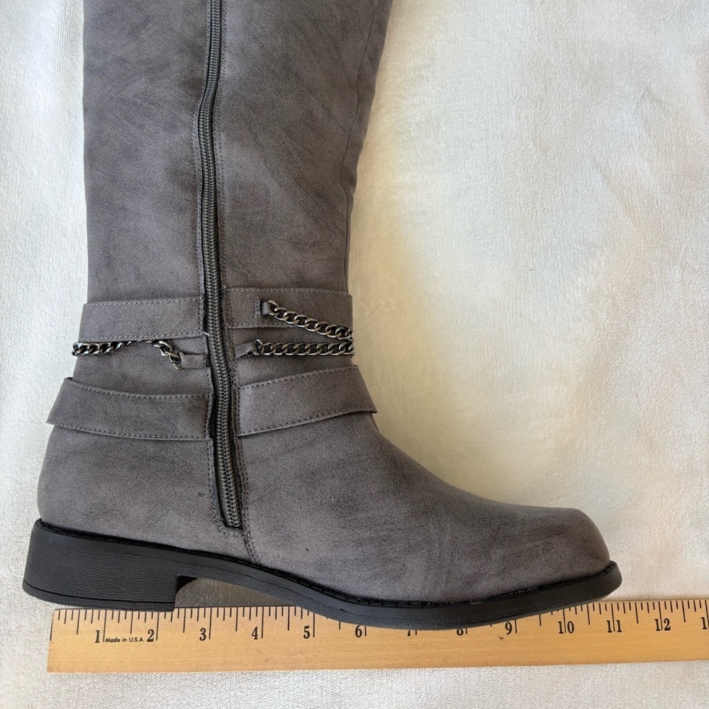 JustFab Over the Knee Gray Boots Size 9,5 Faux Suede - Picture 9 of 11